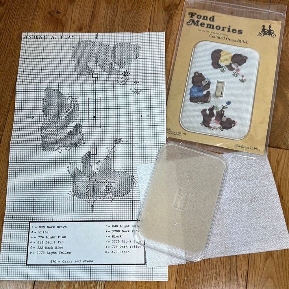 1984 FOND MEMORIES COUNTED CROSS-STITCH SWITCHPLATE  temples + kit